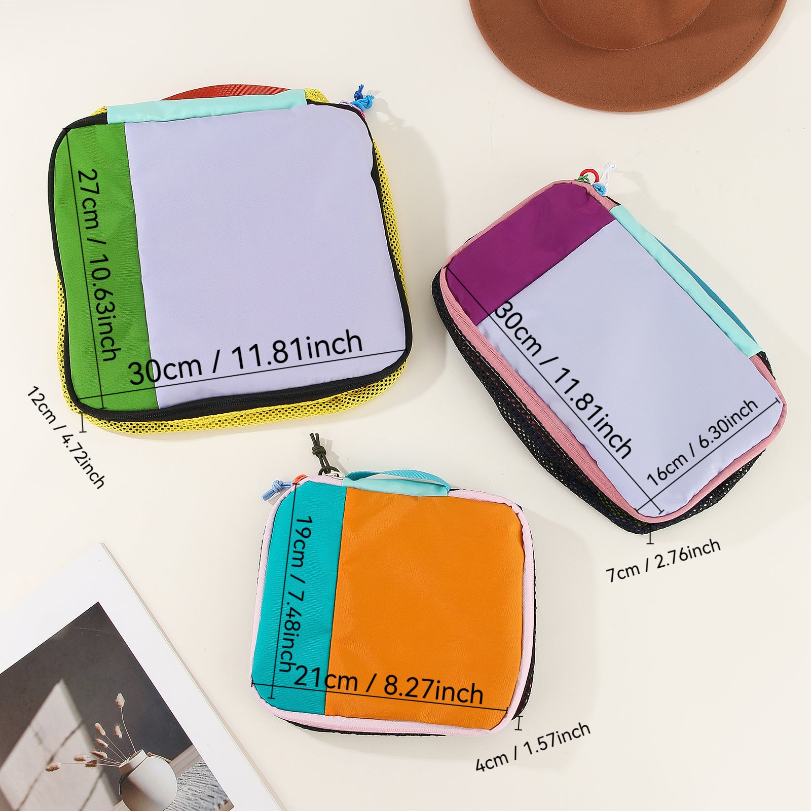 3pcs New Thickened Spring\u002FSummer Dopamine Bag Organizer, Storage Bag, Fashionable Luggage Bag, Casual Toiletry Bag, Available in Three Sizes (Large, Medium, Small) More Flexible And Convenient Storage, Breathable Mesh Design, Smooth Zipper, Bright