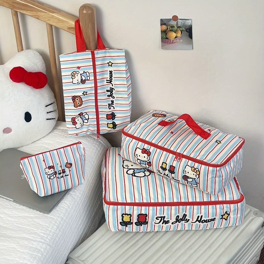 Portable Luggage Storage Pouch for Travel, Featuring a Striped Cat Design, Ideal for Business Trips And Cosmetics