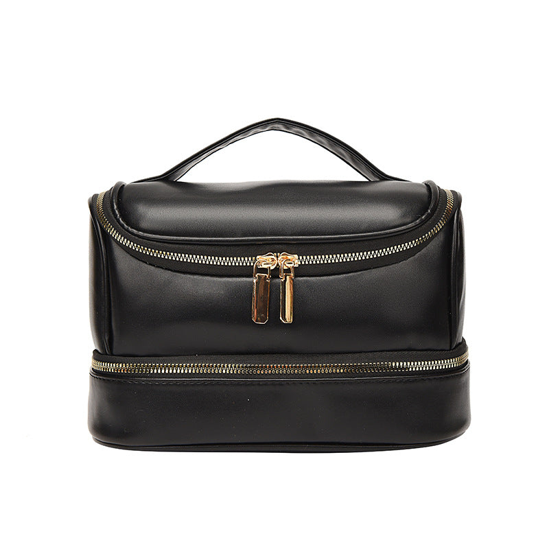 New Live Broadcast Same Double-layer Zipper Cosmetic Bag Large Capacity Travel Multi-layer Toiletry Bag Makeup Storage Bag