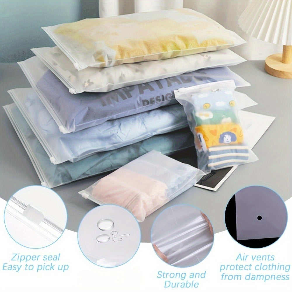 15pcs Travel Storage Bags, Various Sizes (5 Large, 5 Medium, 5 Small) - Transparent, Zipper Sealed, Reusable Storage Bags for Clothes, Shoes, Space-Saving and Durable Packing Bags