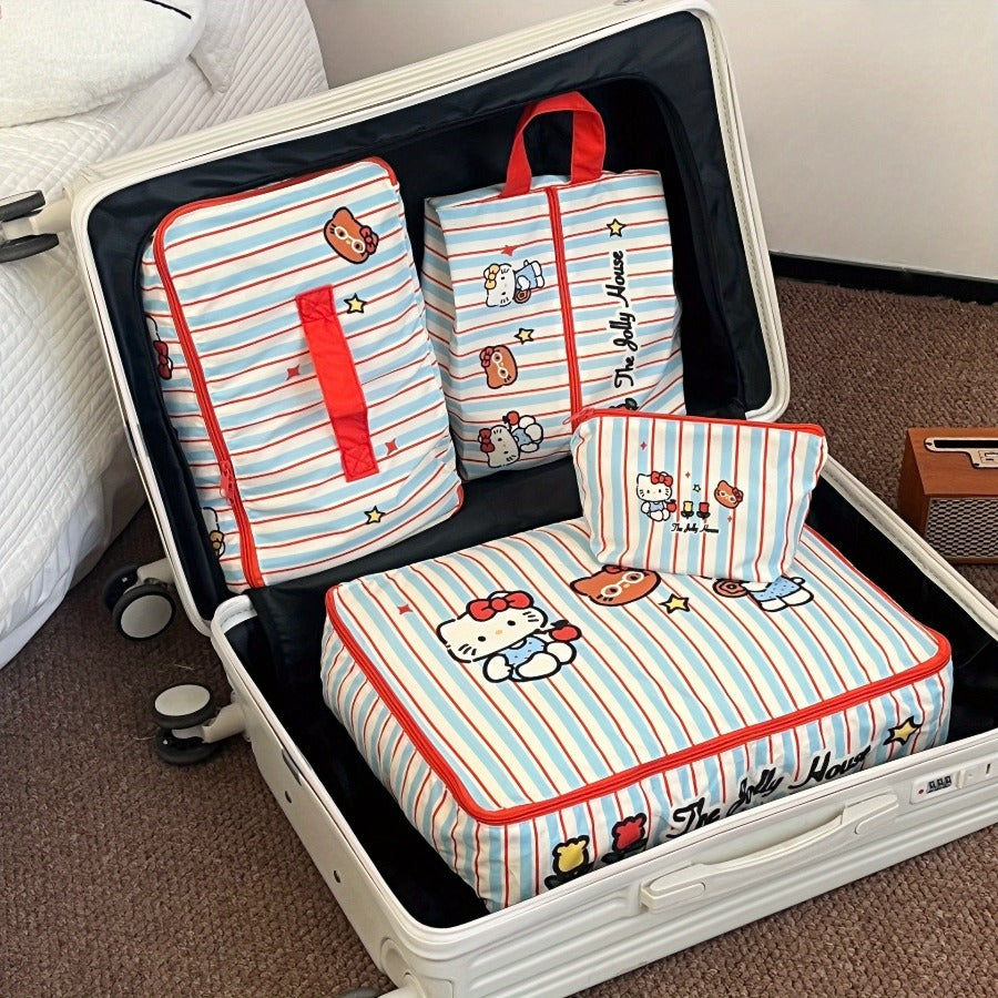 Portable Luggage Storage Pouch for Travel, Featuring a Striped Cat Design, Ideal for Business Trips And Cosmetics