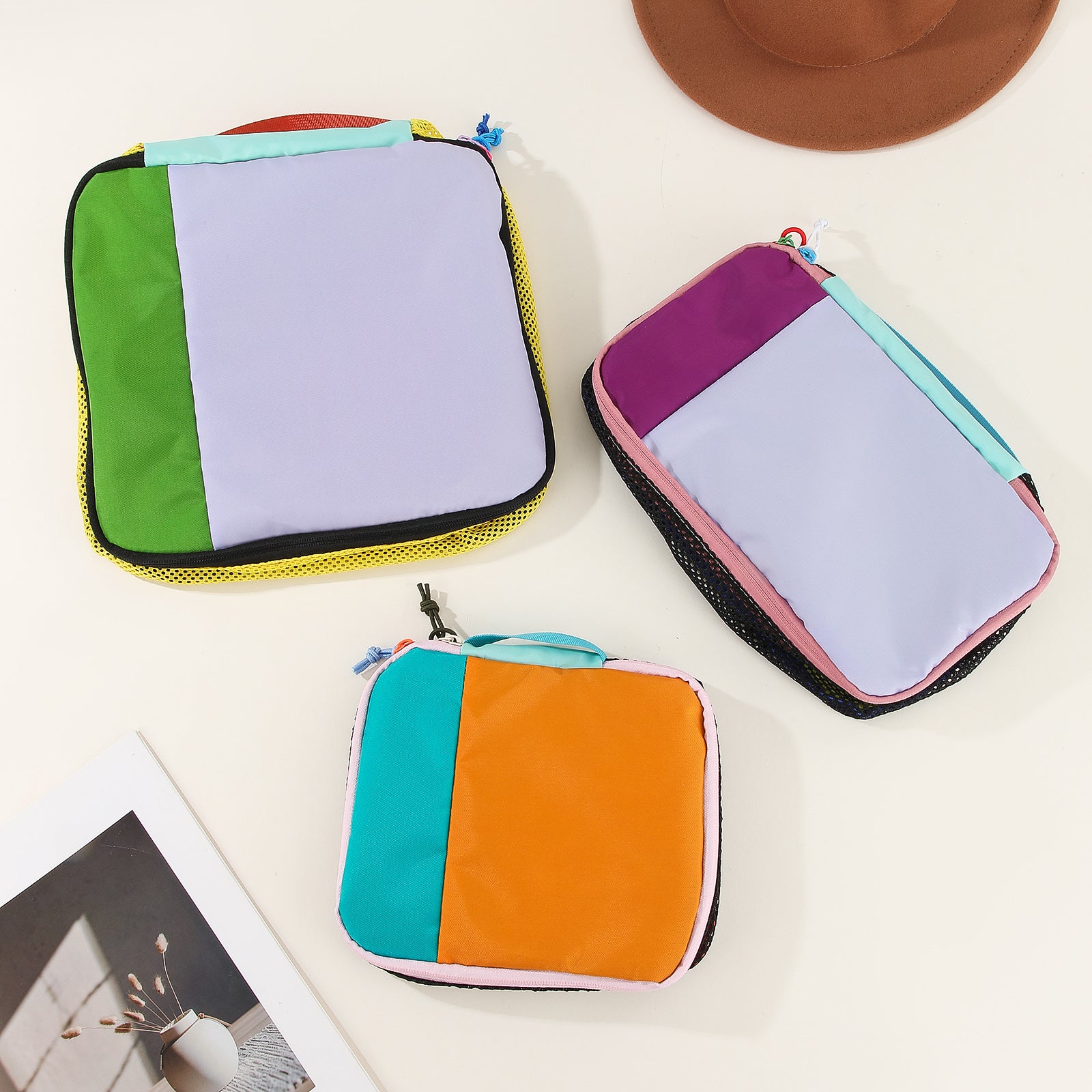 3pcs New Thickened Spring\u002FSummer Dopamine Bag Organizer, Storage Bag, Fashionable Luggage Bag, Casual Toiletry Bag, Available in Three Sizes (Large, Medium, Small) More Flexible And Convenient Storage, Breathable Mesh Design, Smooth Zipper, Bright