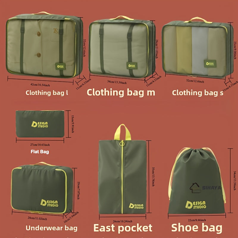 A Set of 7 New Dopamine Travel Storage Bags - 7pcs Set | Multi-Functional, Large-Capacity Dust-Proof | Storage Bags for Business Trips