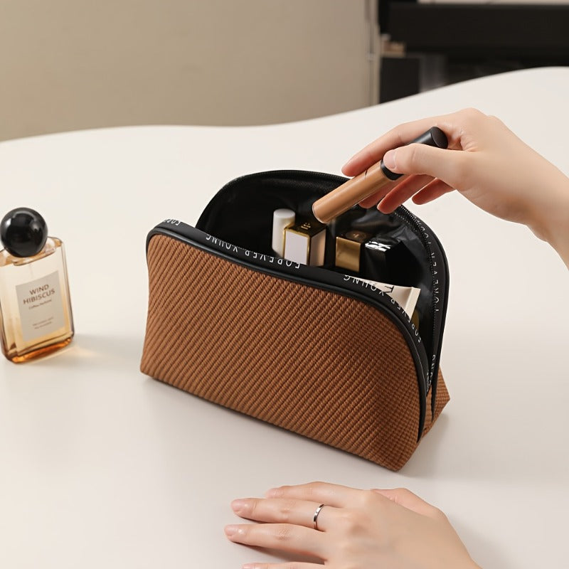 Women's Large-Capacity Cosmetic & Toiletry Bag - Portable Multi-Functional Storage Suitable for Travel,, Gym, Daily Use with Elegant Simple, Hygienic Toilet Holder, Compact for -Necessities Carrier