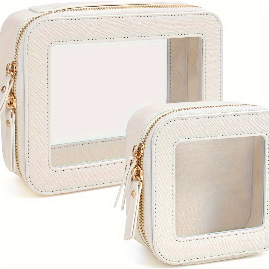 2pcs Set, Portable Makeup Wash Bag, Double-Sided Visual Bathroom Makeup Storage Bag, Convenient Travel Bag, Medium Bag