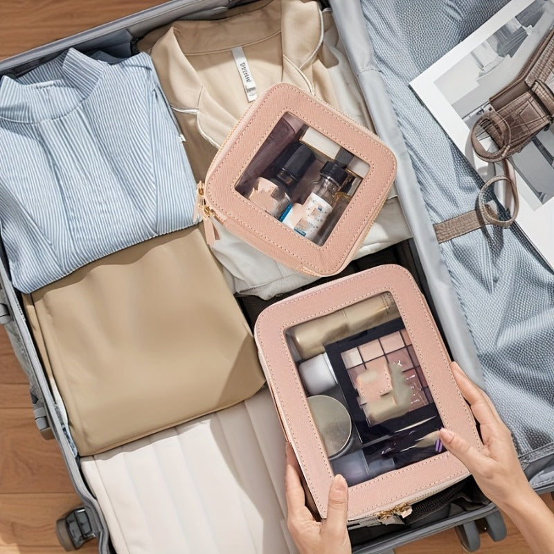 2pcs Set, Portable Makeup Wash Bag, Double-Sided Visual Bathroom Makeup Storage Bag, Convenient Travel Bag, Medium Bag