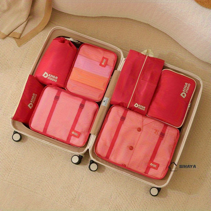 A Set of 7 New Dopamine Travel Storage Bags - 7pcs Set | Multi-Functional, Large-Capacity Dust-Proof | Storage Bags for Business Trips